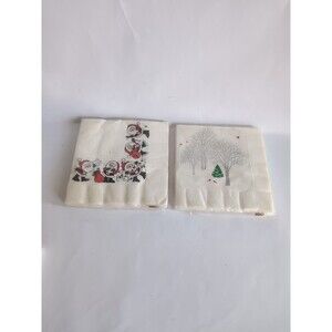 Vtg 2 Christmas Santas Cardinals Bird Hallmark Luncheon Napkins NIP